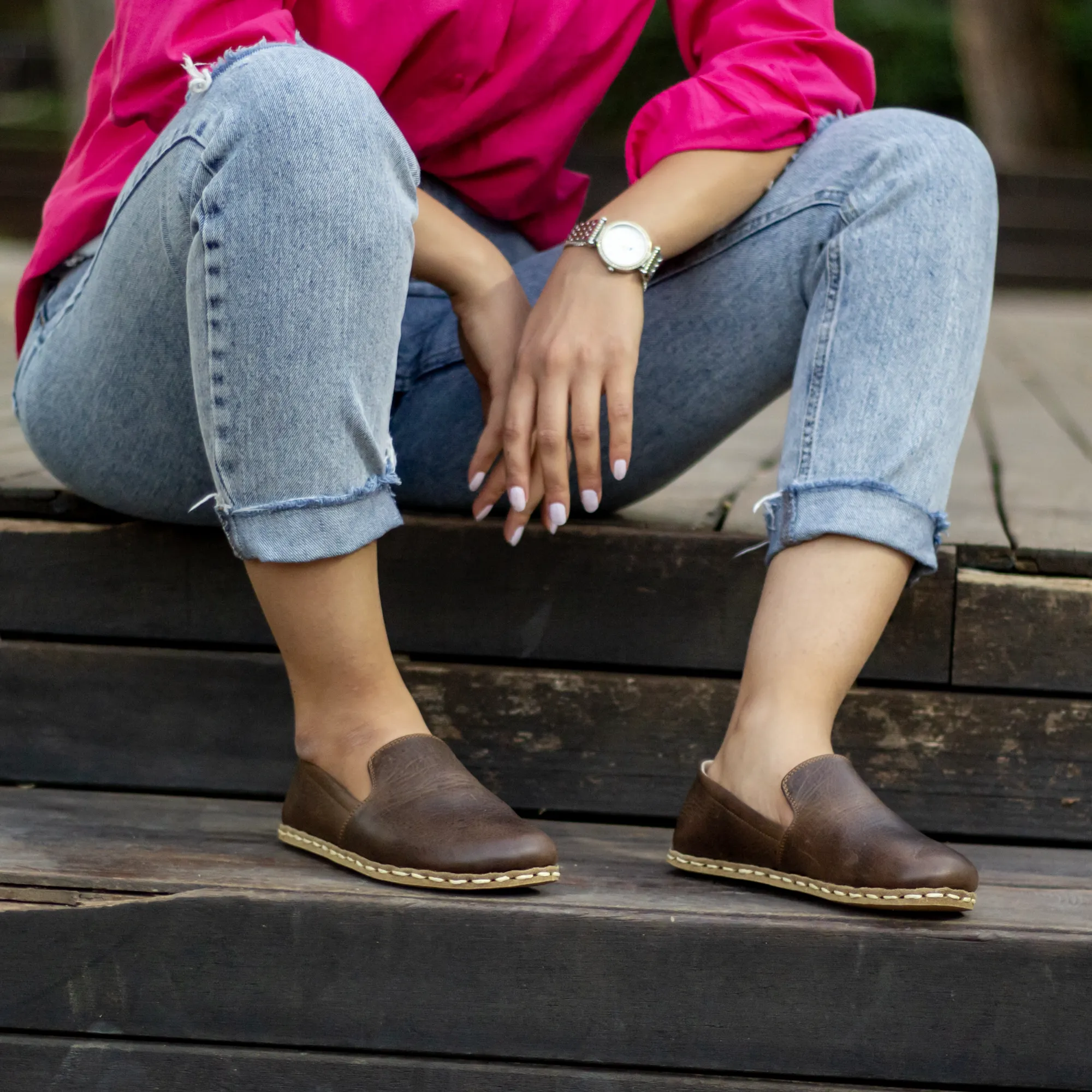 Handmade Leather Barefoot Shoes for Women - Crazy Classic Brown