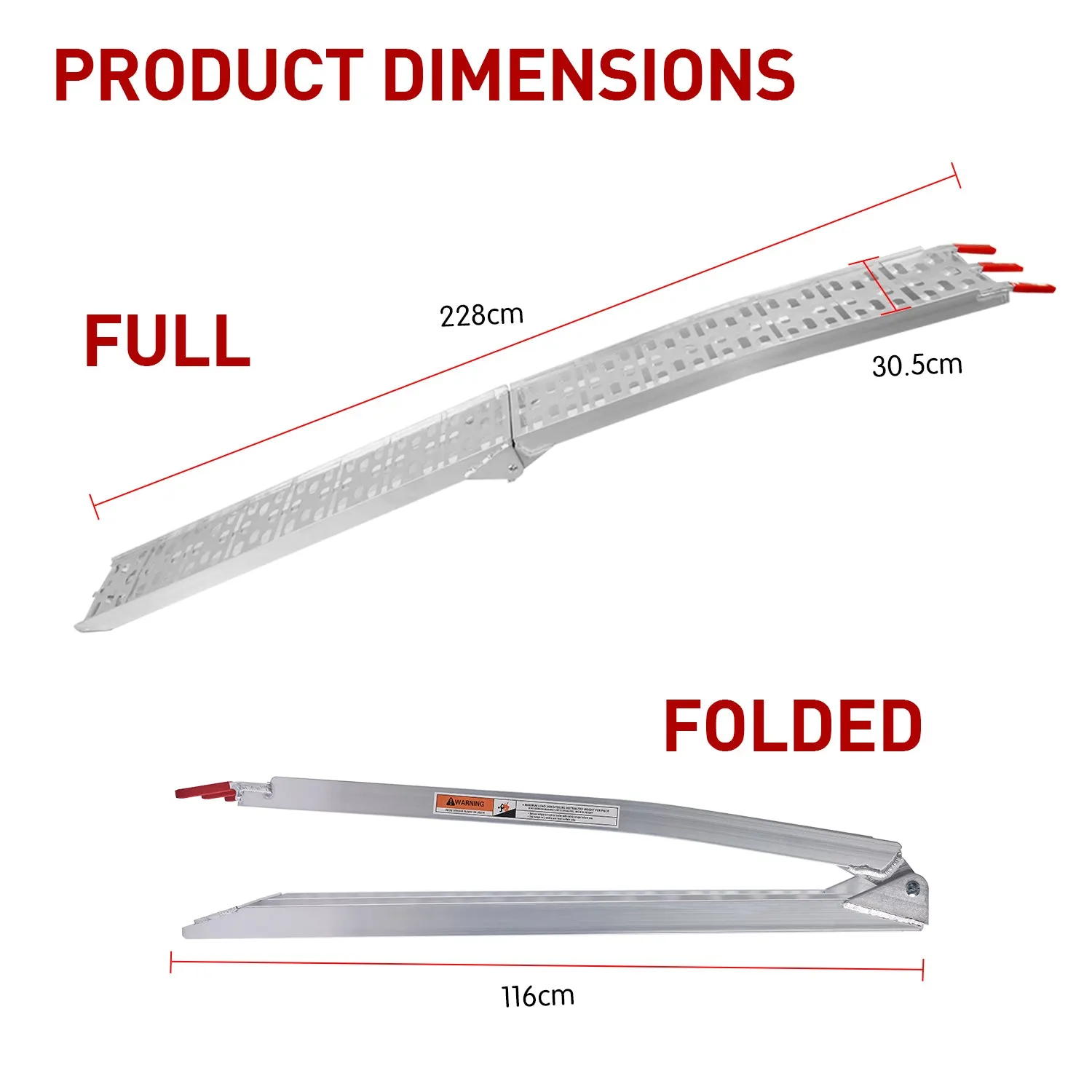 Heavy-Duty Foldable Aluminum ATV Loading Ramp, 340kg