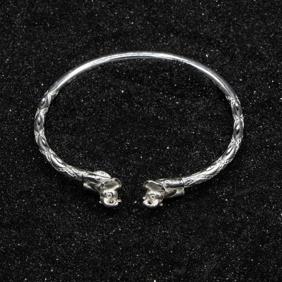 Heavy Elephant Bangle with Diamante Pattern