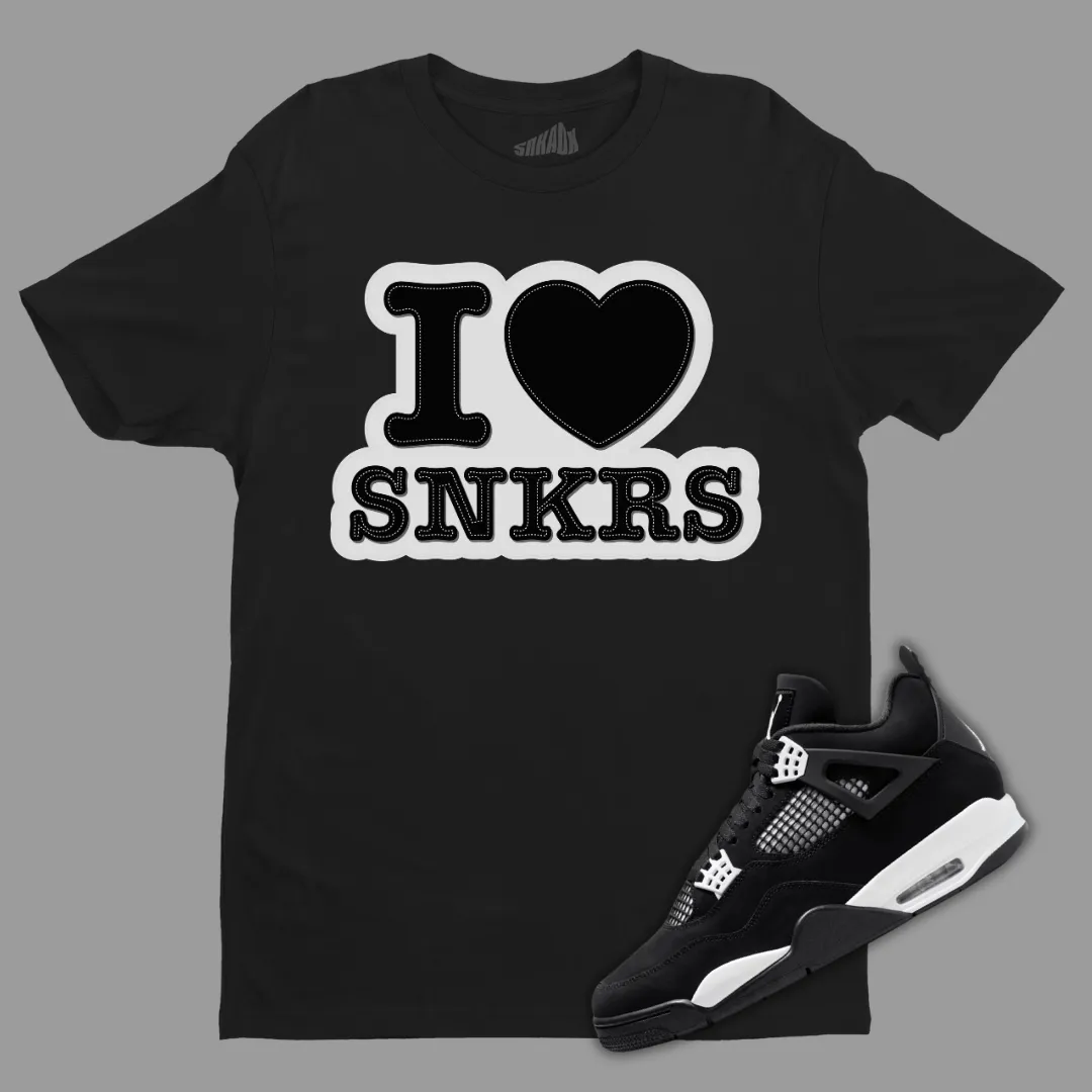 I Love Sneakers T-Shirt Matching Jordan 4 White Thunder