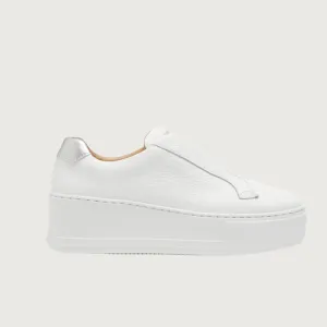 Jane Galland Off White Leather Flatform Laceless Trainers