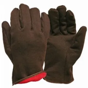 Jersey Winter Work Gloves, Brown Fleece Lined, Men's L