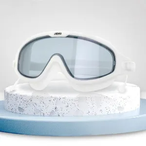 JIEHU JH8208DMJS Large Frame Waterproof and Anti-fog High-definition Eye Protection Swimming Goggles(Smoke Green White)