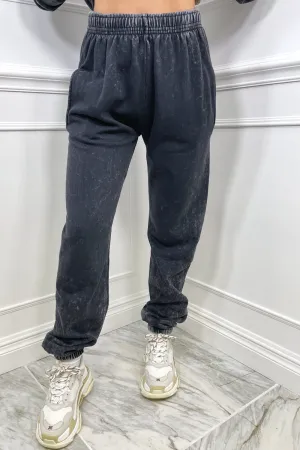 kyra black acid wash jogger