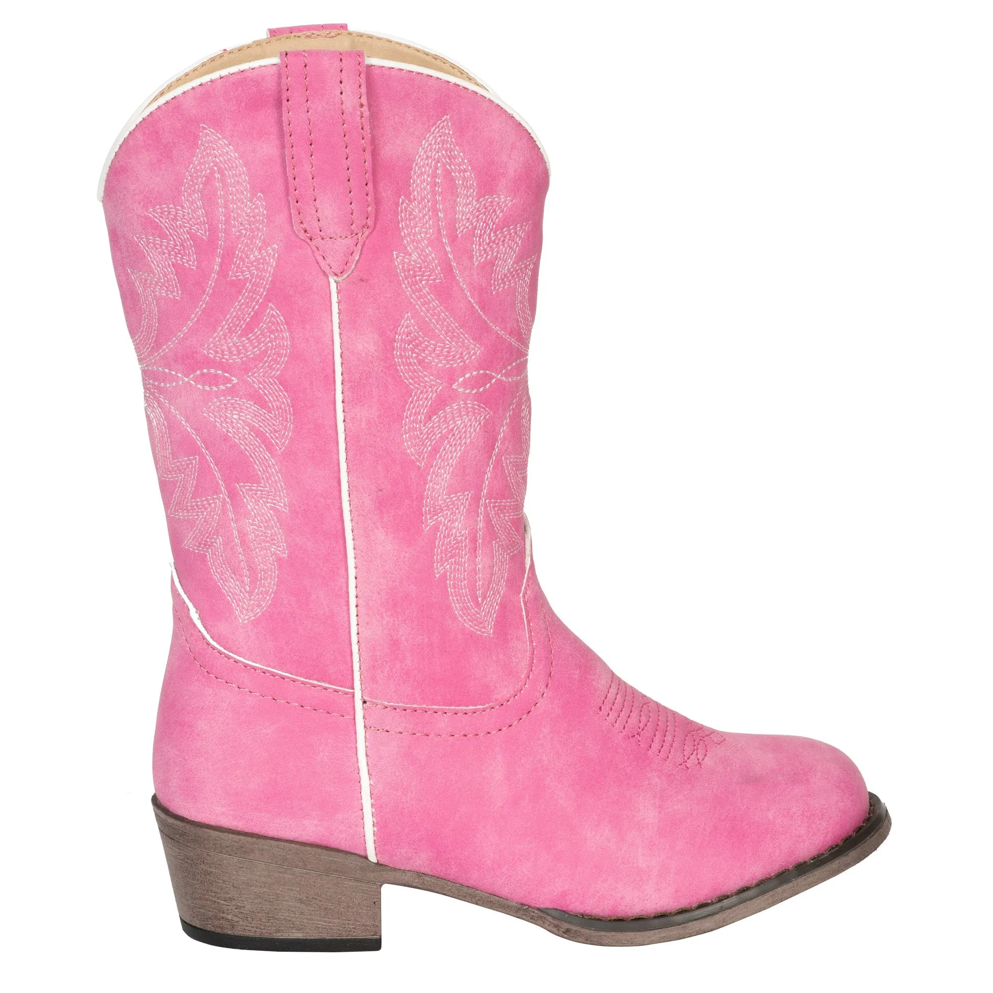 Lil Westerner Kids Girls Pink Faux Leather Western Cowboy Boots