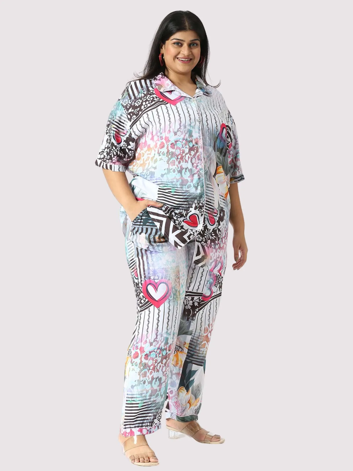 Love on Geometric Plus Size Women's Co-ord Set