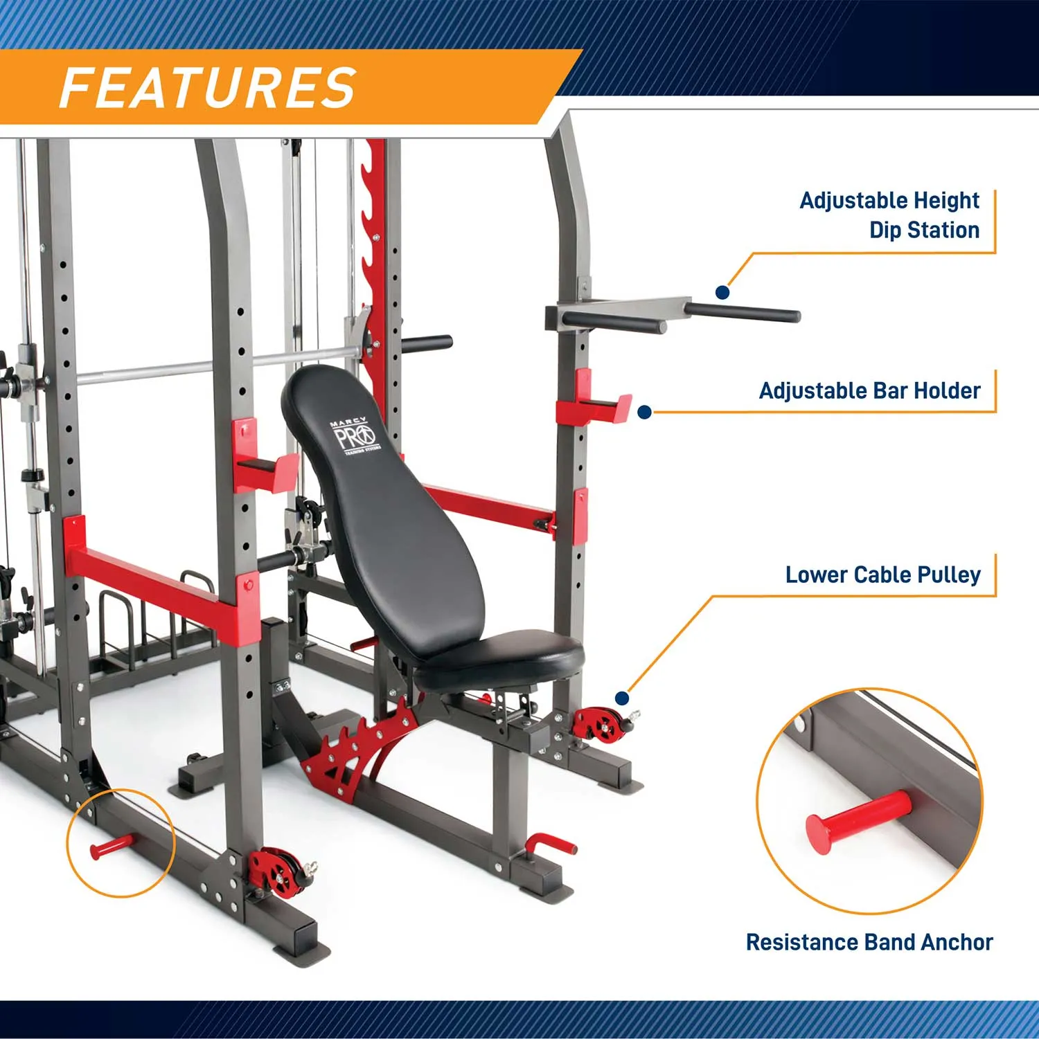 Marcy Pro Smith Machine Home Gym Training System Cage | SM-4903