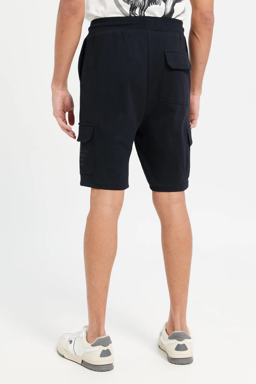 Men Black Cargo Shorts