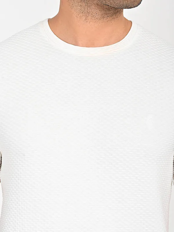 Men Textured Crew Neck T-Shirt