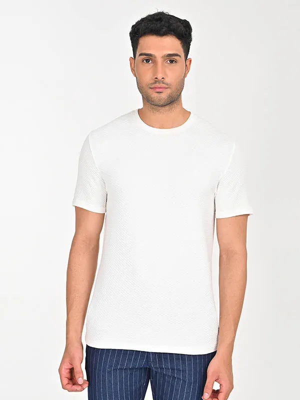 Men Textured Crew Neck T-Shirt