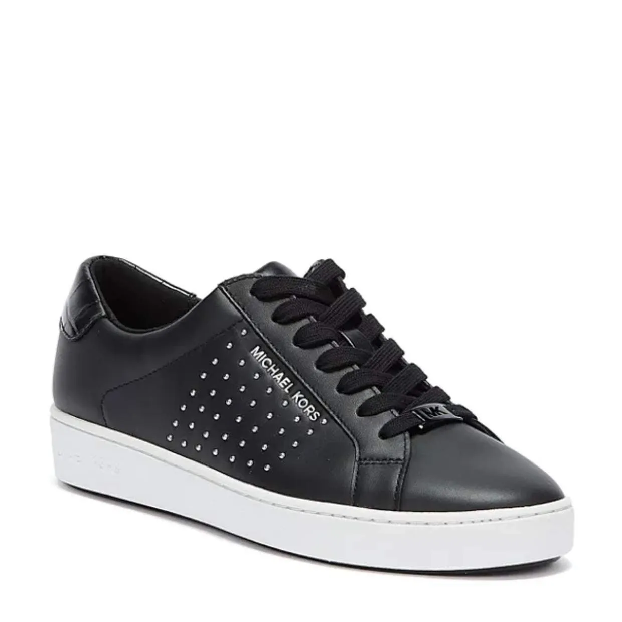 Michael Kors Black Irving Round Studs Leather Trainers