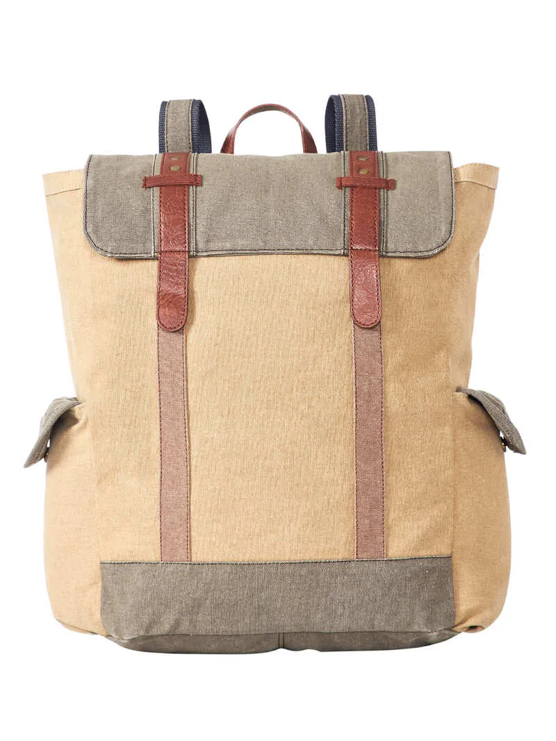 Mona B - 100% cotton canvas back pack for offices schools and colleges with two outside pockets and stylish design