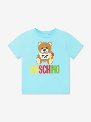 Moschino Boys Teddy Logo T-Shirt in Blue