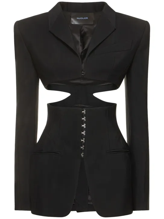 MUGLER   Heavy fluid viscose blend cropped jacket 