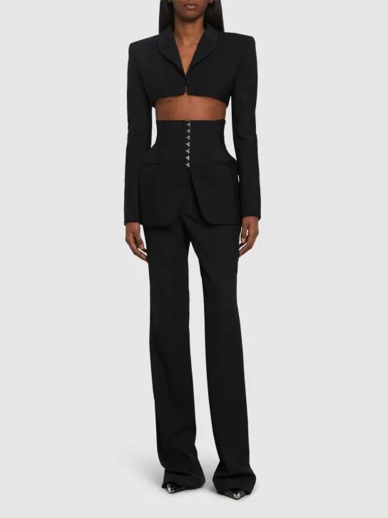 MUGLER   Heavy fluid viscose blend cropped jacket 