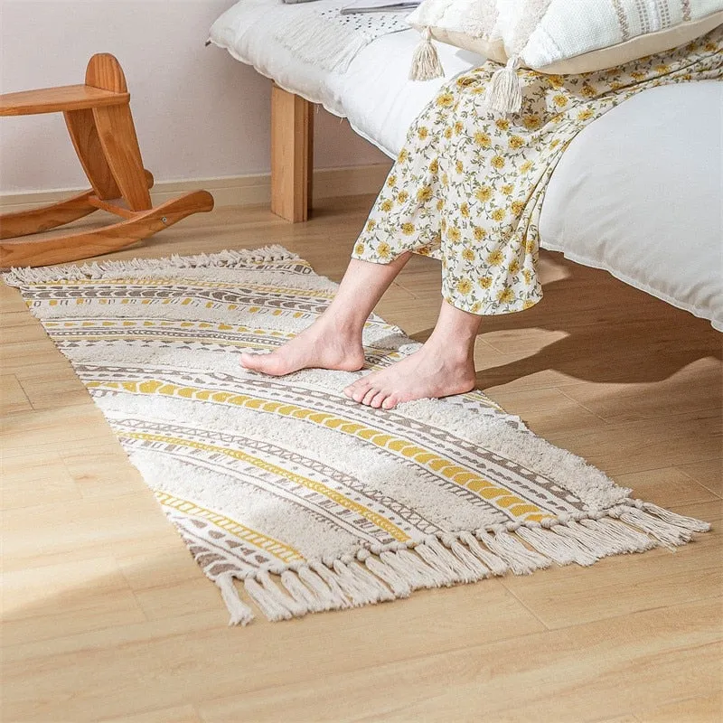 Nordic Patterned Non-Slip Tassel Doormat