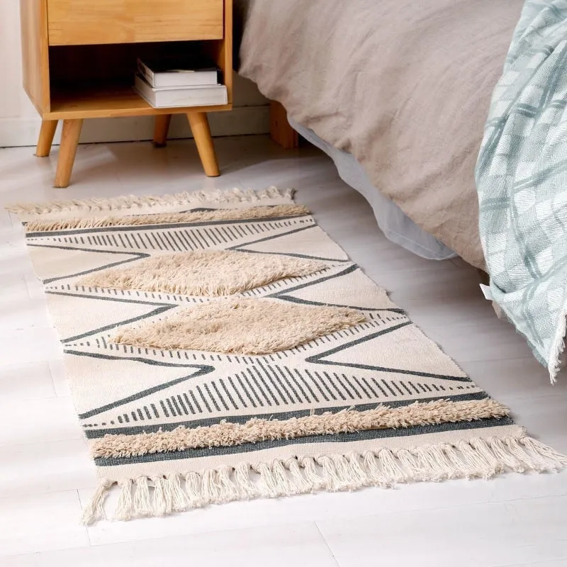 Nordic Patterned Non-Slip Tassel Doormat