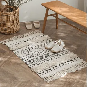 Nordic Patterned Non-Slip Tassel Doormat