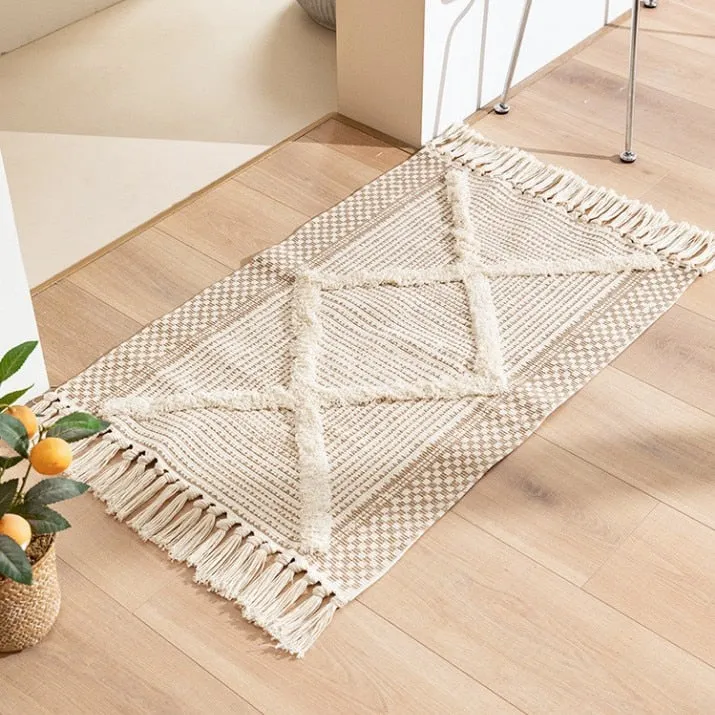 Nordic Patterned Non-Slip Tassel Doormat