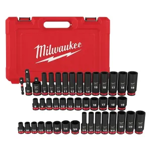 Open Box -  Milwaukee SHOCKWAVE 3/8 in. Drive SAE and Metric 6 Point Impact Socket Set (43-Piece)