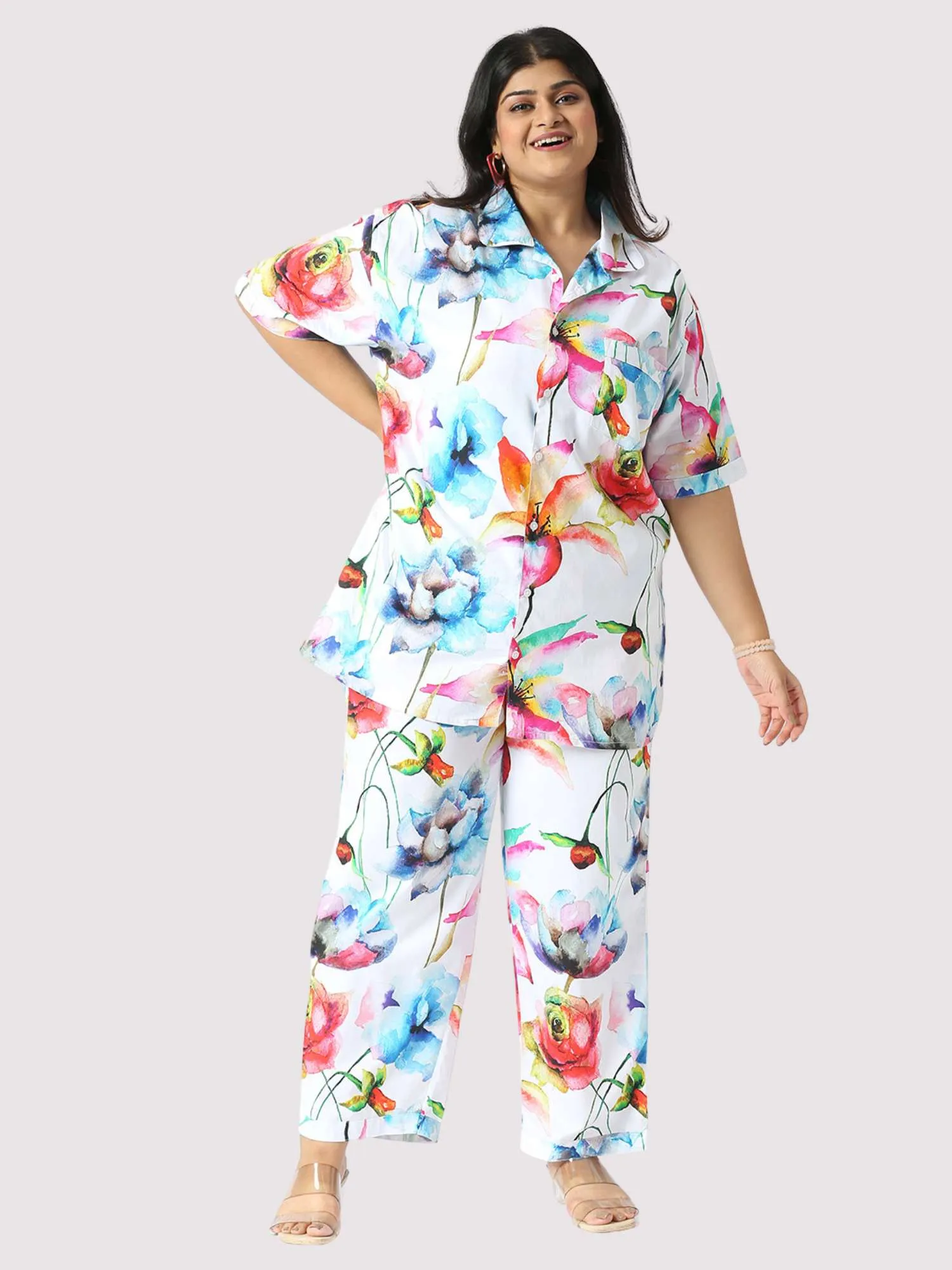 Pastel Petals Plus Size Women's Co-ord Set