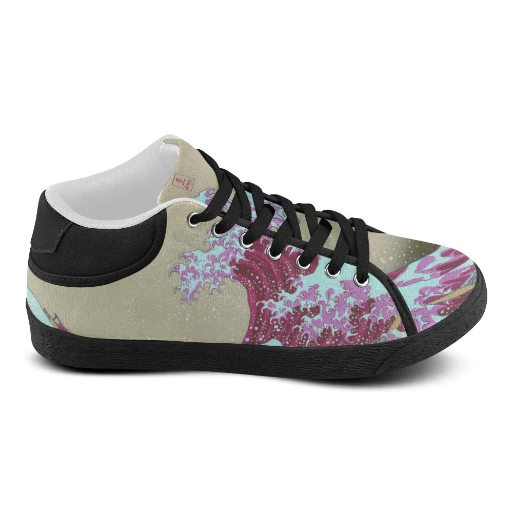 Pink Wave Off Kanagawa Canvas Sneakers - Womens