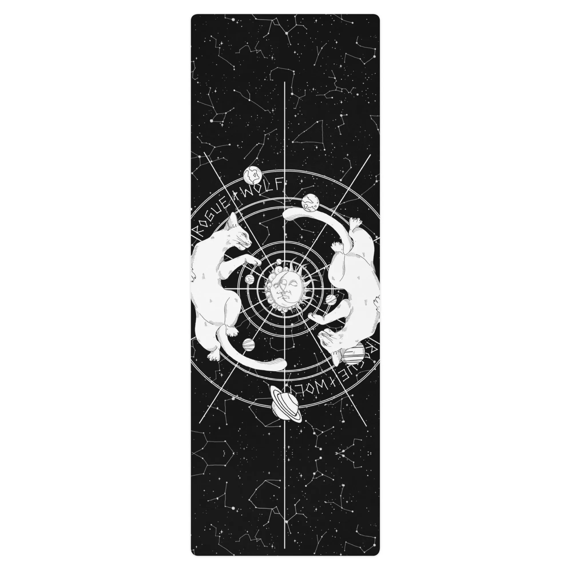 Purr Nebula Yoga Mat - Non Slip Exercise Mat for Yoga Pilates Stretching Floor Workouts Witchy Goth Yoga Gifts