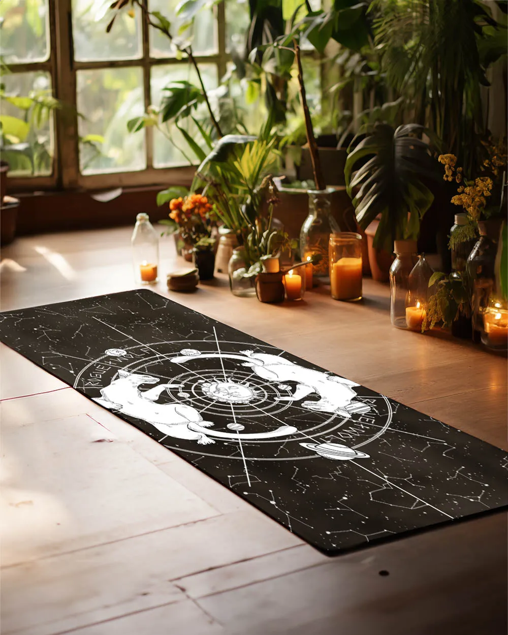 Purr Nebula Yoga Mat - Non Slip Exercise Mat for Yoga Pilates Stretching Floor Workouts Witchy Goth Yoga Gifts