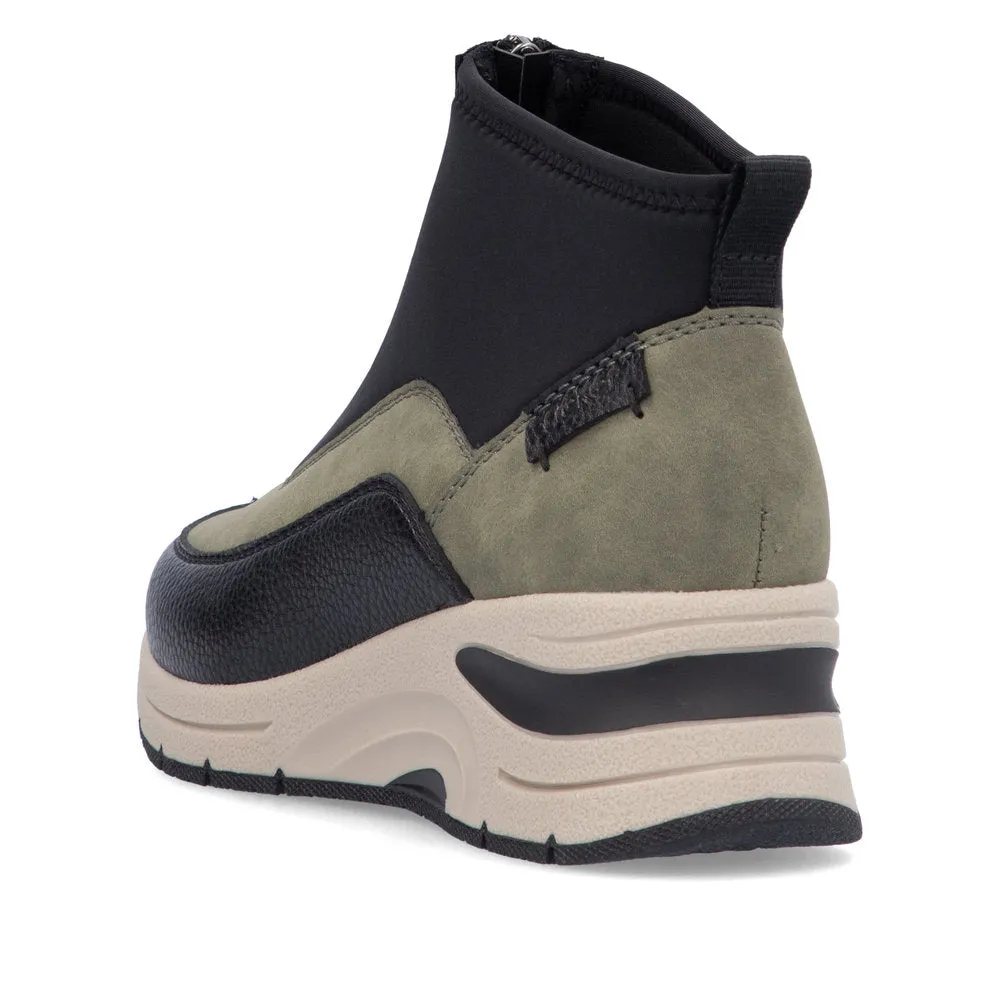 Rieker N936254 Womens Green Wedge Trainer Boot