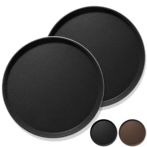 (Set of 2) Round Restaurant Serving Trays, Non-Slip NSF Food Service