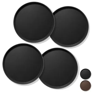 (Set of 4) Round Restaurant Serving Trays, Non-Slip NSF Food Service