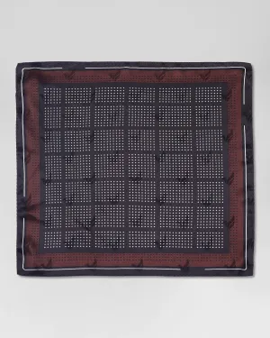 Silk Brown Printed Pocket Square - Raven