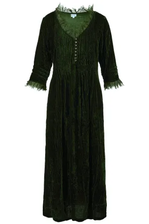 Silk Velvet Annabel Maxi Dress in Forest Green