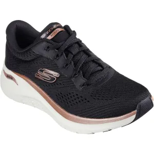 Skechers Arch Fit Glow The Distance Womens Black Rose Gold Trainer