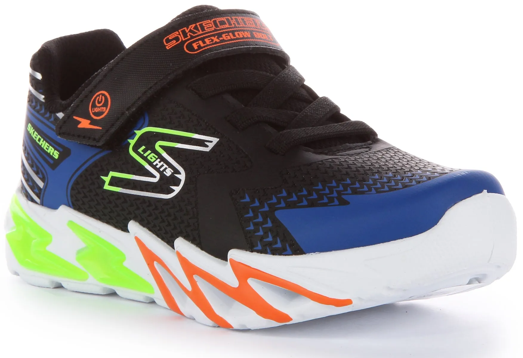 Skechers Flex Glow Bolt In Black Blue For Kids