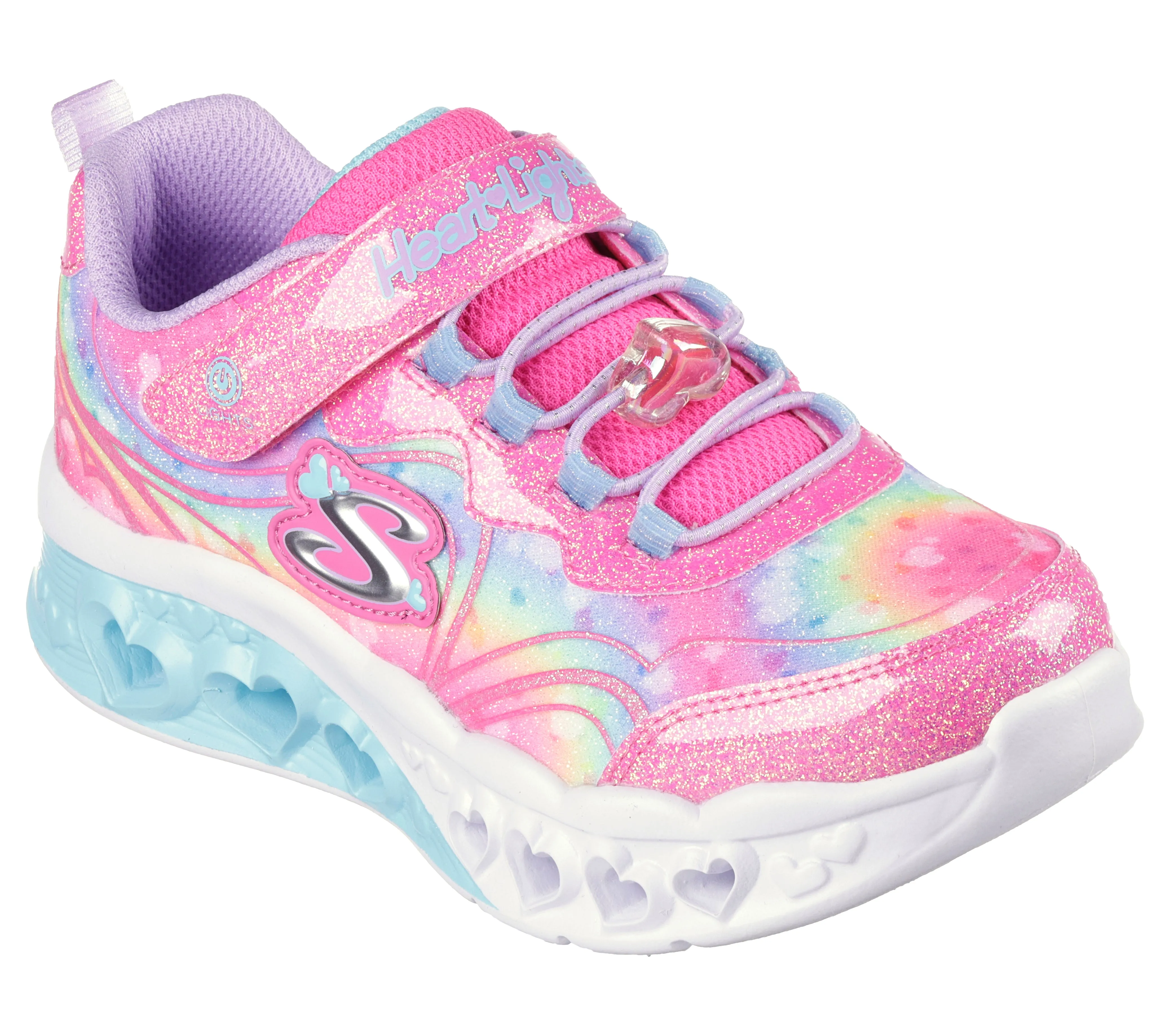 Skechers Flutter Heart Lights Groovy Girls Hot Pink Lavender Lights Trainer