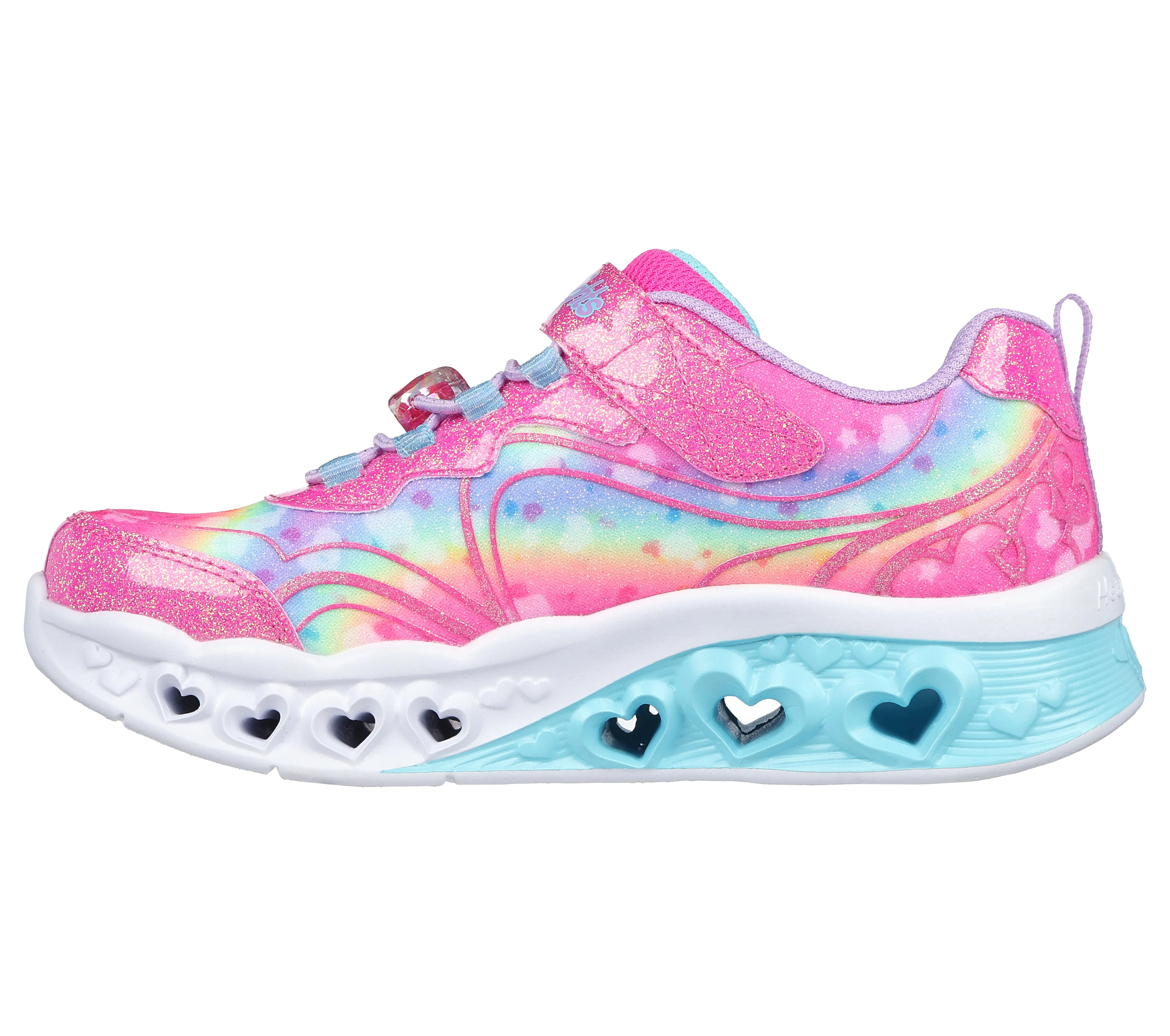 Skechers Flutter Heart Lights Groovy Girls Hot Pink Lavender Lights Trainer