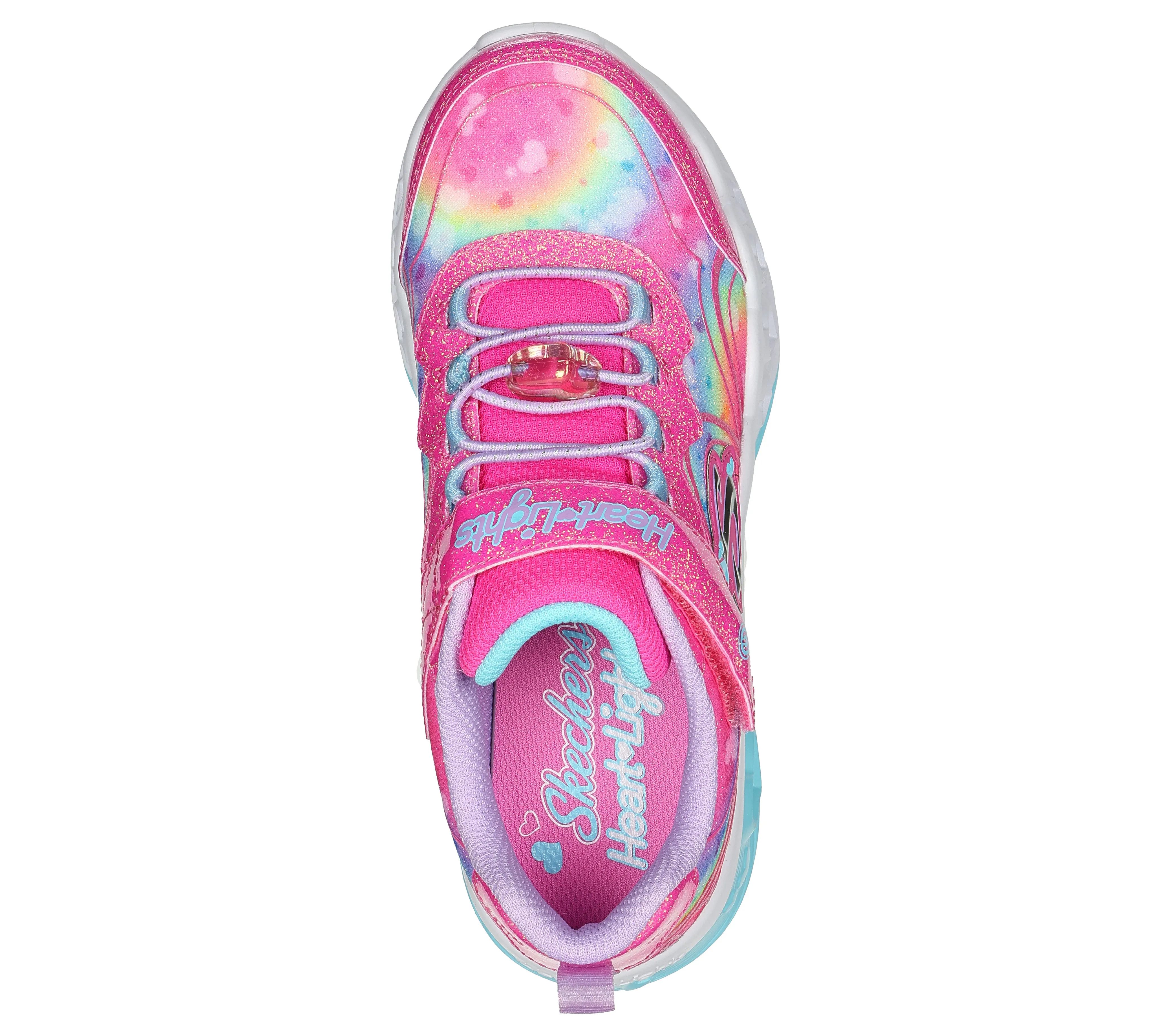 Skechers Flutter Heart Lights Groovy Girls Hot Pink Lavender Lights Trainer