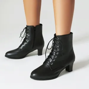 Stacked heel lace-up booties vintage Victorian boots