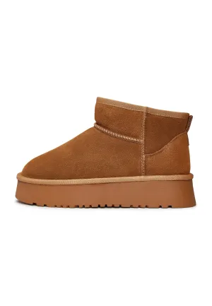 Suede Platform Winter Boots - Brown