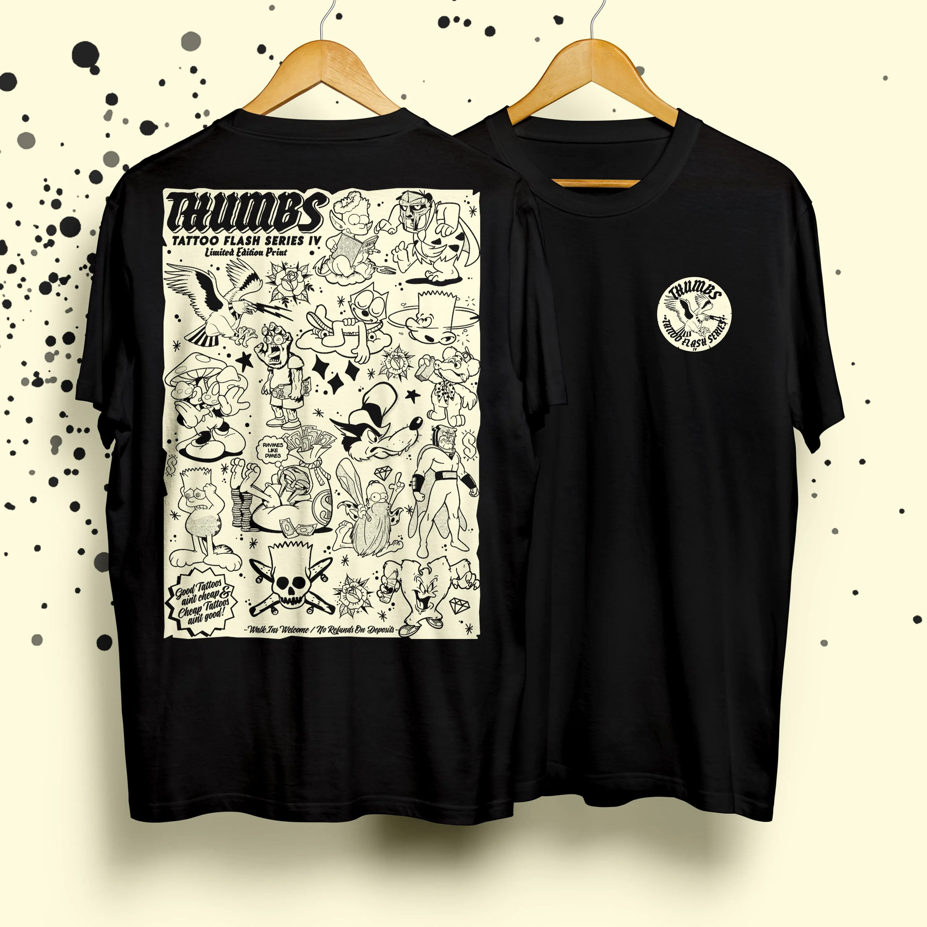 Thumbs Tattoo Flash Series IV T-Shirt Black