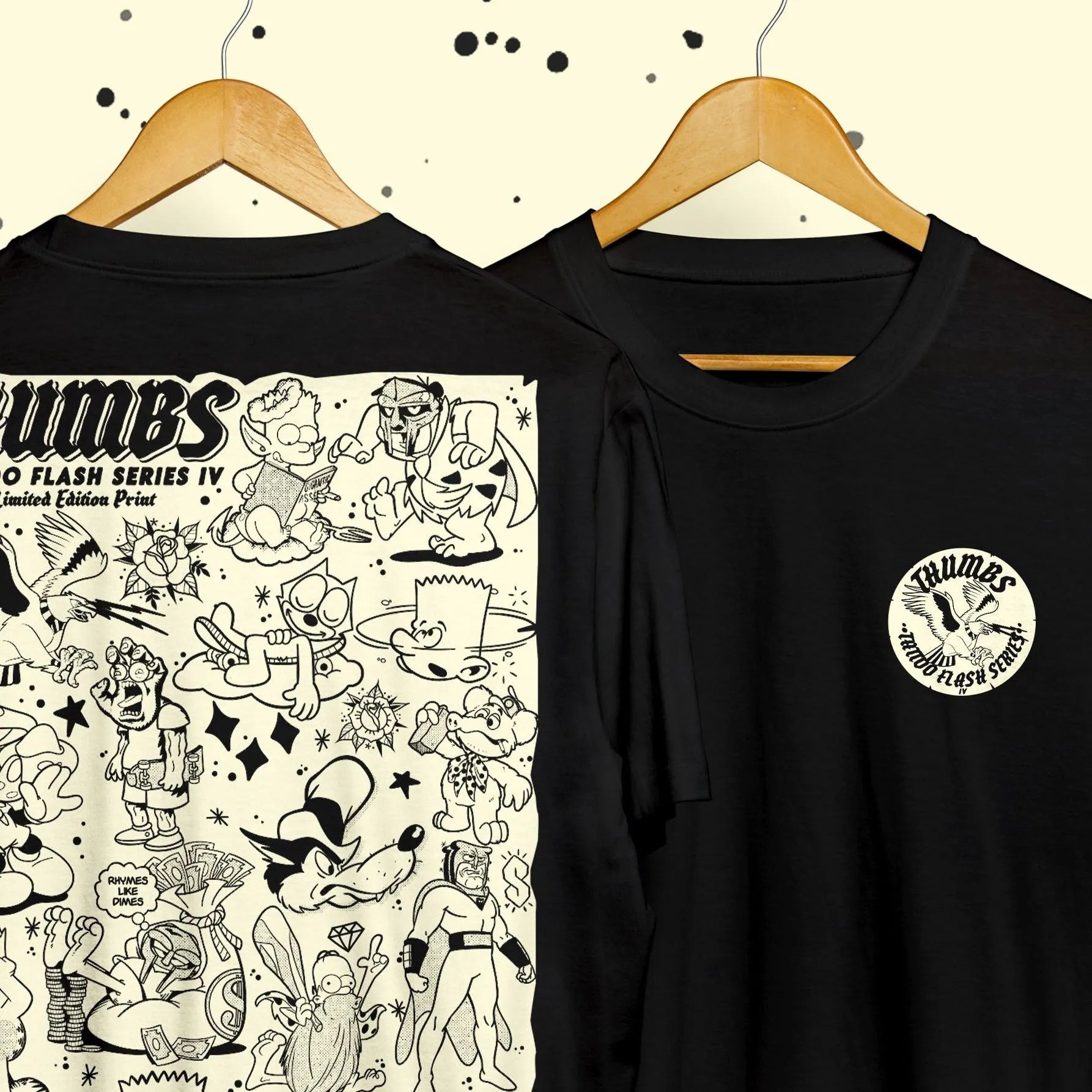 Thumbs Tattoo Flash Series IV T-Shirt Black