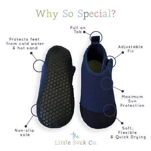 Toddler Aqua Socks - The Ultimate Soft Swim Shoe for the Pool & Beach - Deep Ocean