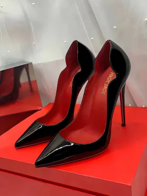 Uniwim 2024 New 12cm Black Extra Thin Heels Red Sole High Heels Super Shallow Mouth Women's Large Professional Single Shoes