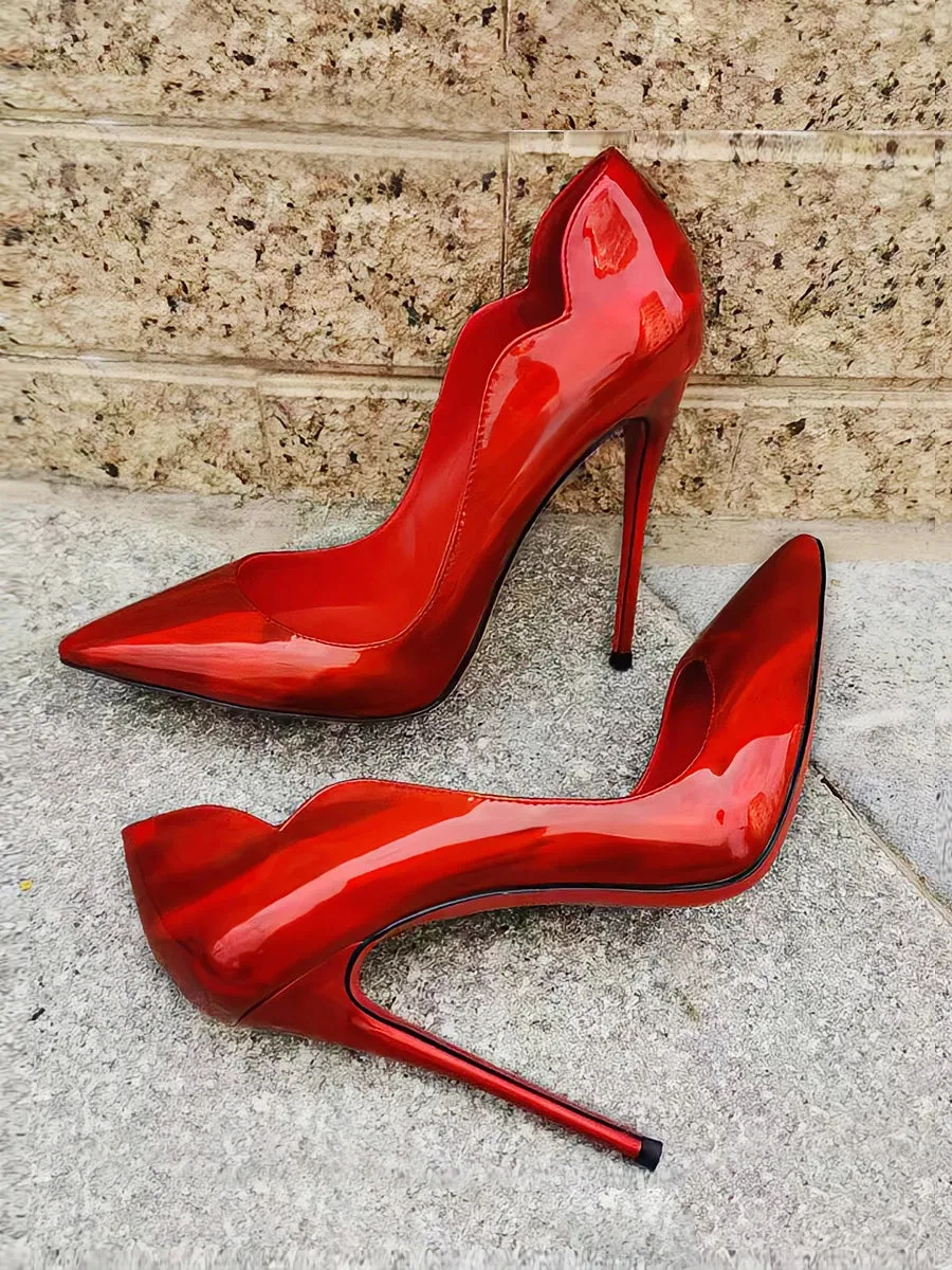 Uniwim 2024 New 12cm Black Extra Thin Heels Red Sole High Heels Super Shallow Mouth Women's Large Professional Single Shoes