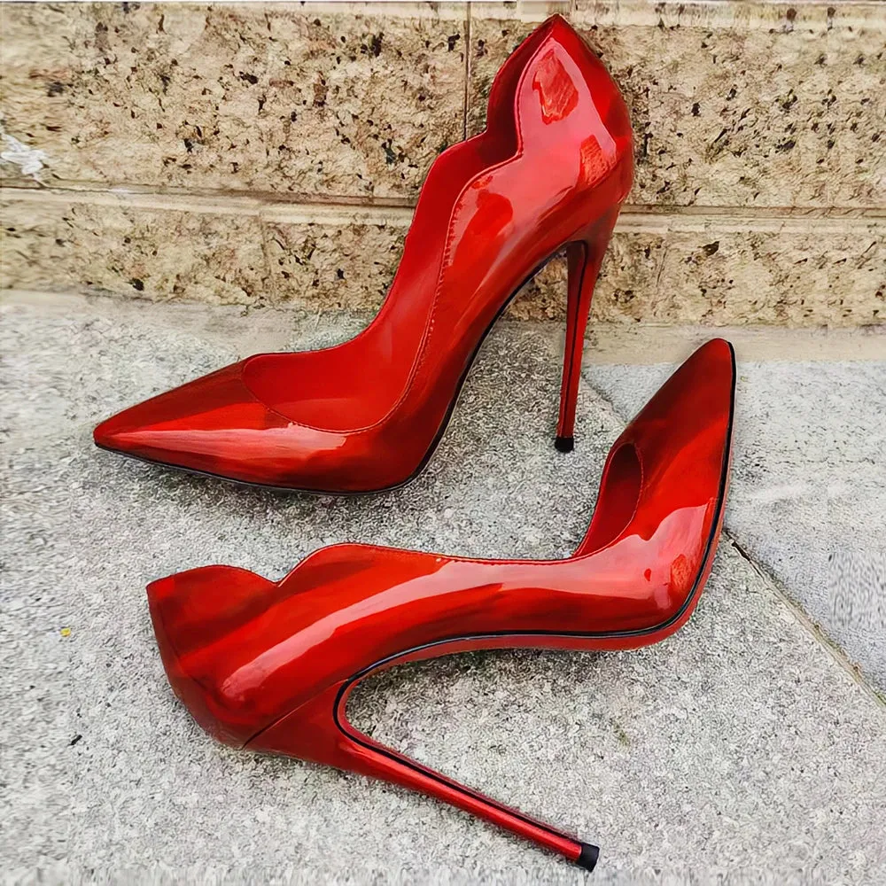 Uniwim 2024 New 12cm Black Extra Thin Heels Red Sole High Heels Super Shallow Mouth Women's Large Professional Single Shoes