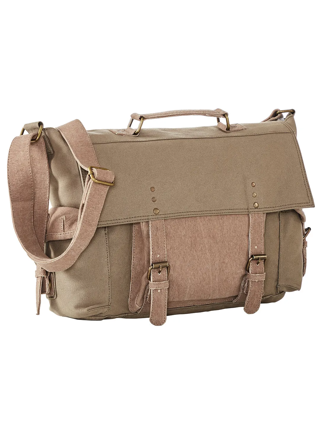 Upcycled Canvas Messenger Crossbody Laptop Bag (Moss) | Suitable for 14 inch Laptop/MacBook/Tablet