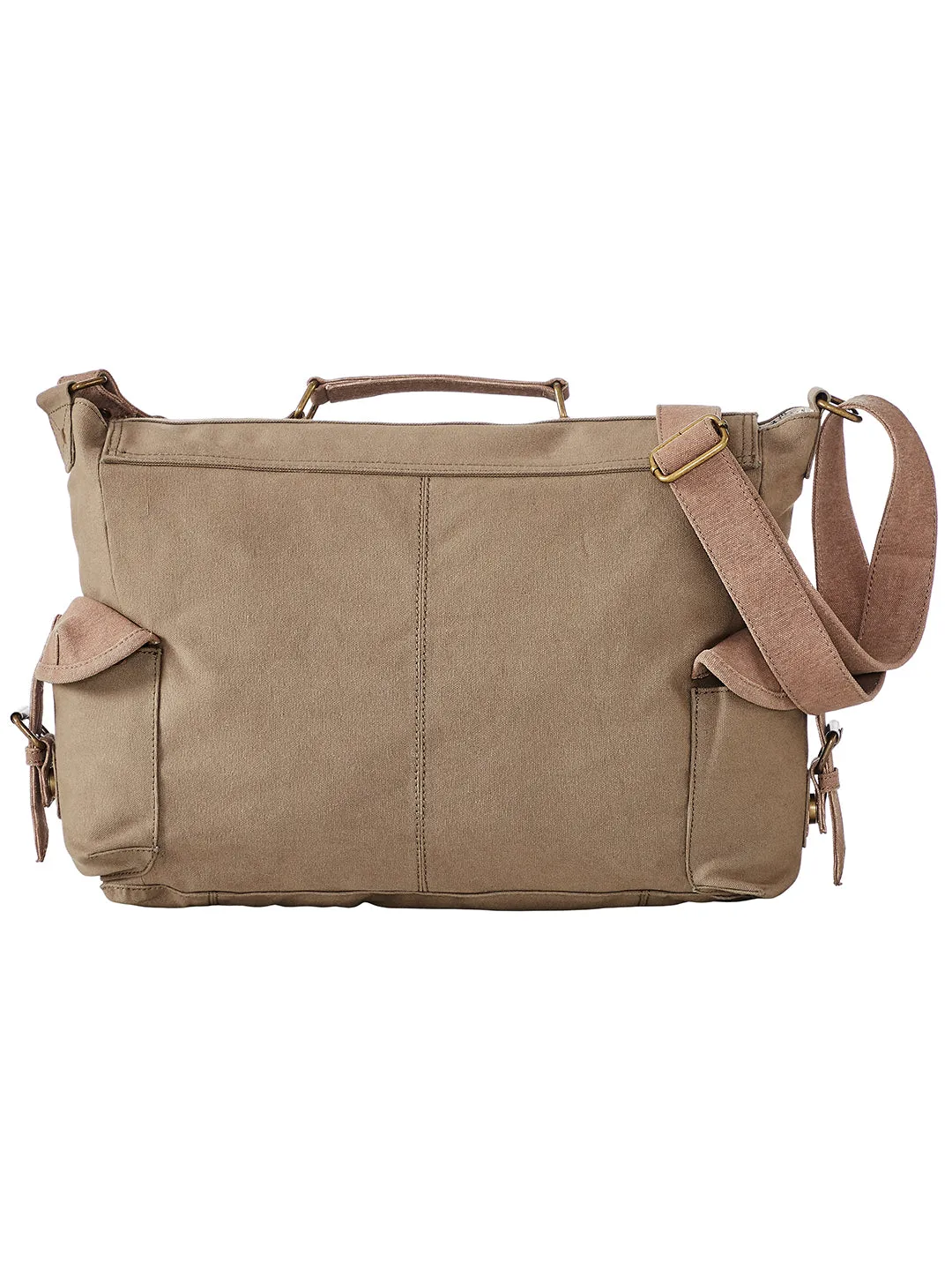 Upcycled Canvas Messenger Crossbody Laptop Bag (Moss) | Suitable for 14 inch Laptop/MacBook/Tablet