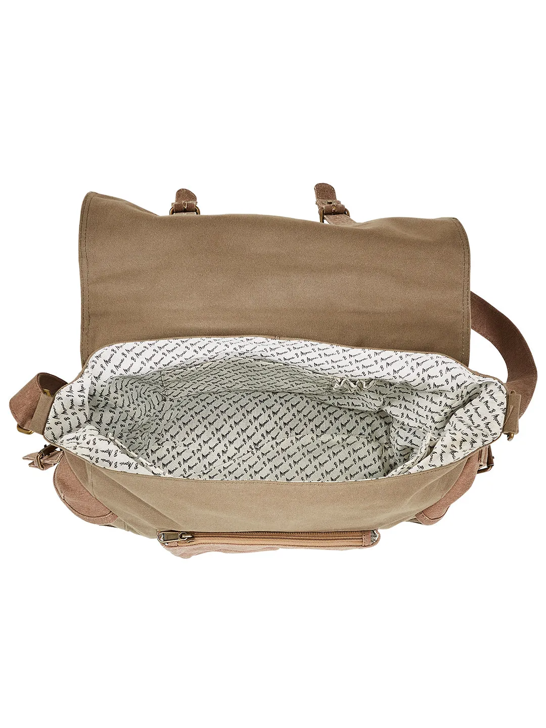 Upcycled Canvas Messenger Crossbody Laptop Bag (Moss) | Suitable for 14 inch Laptop/MacBook/Tablet