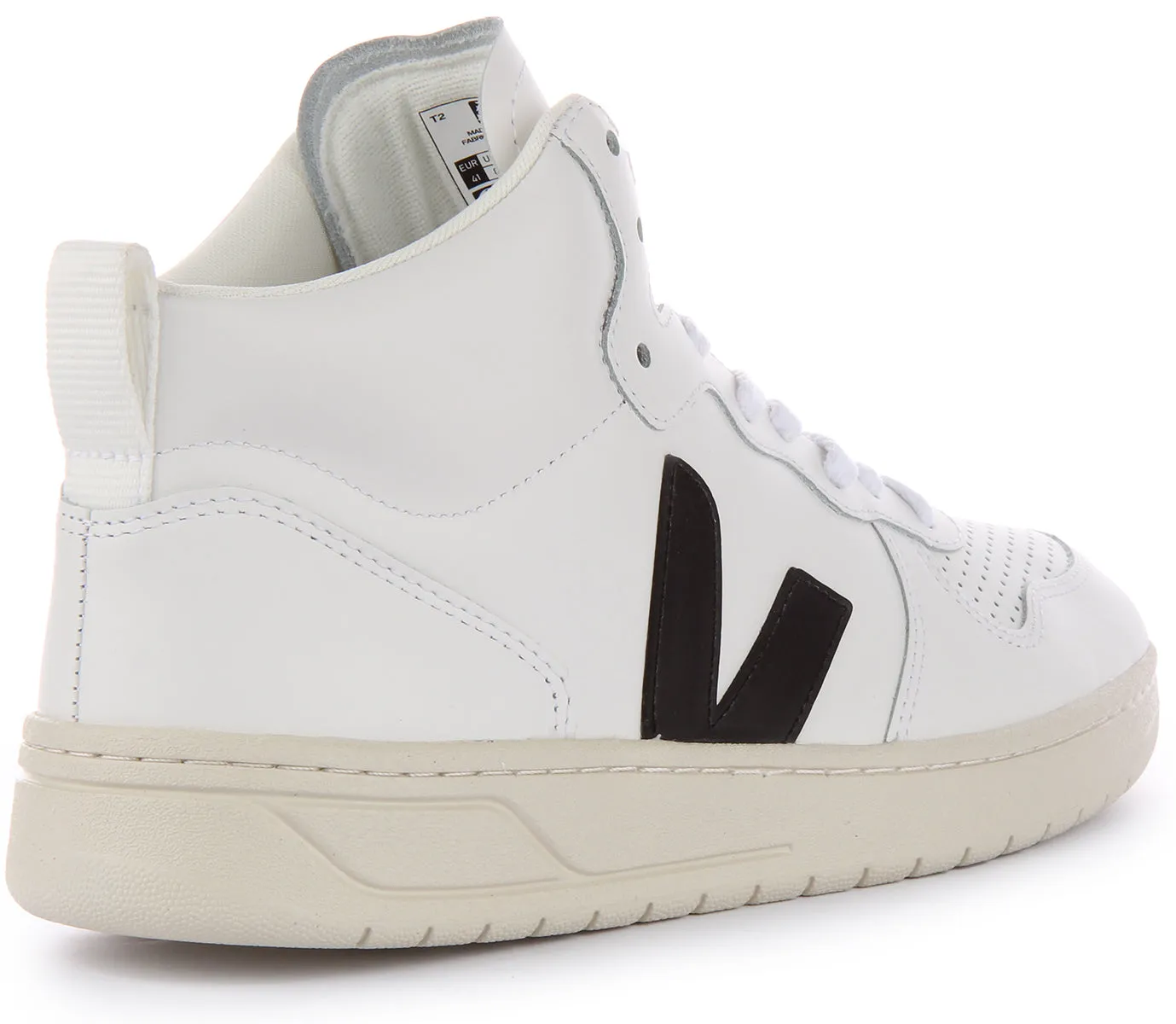 Veja V-15 Leather In White Black For Men